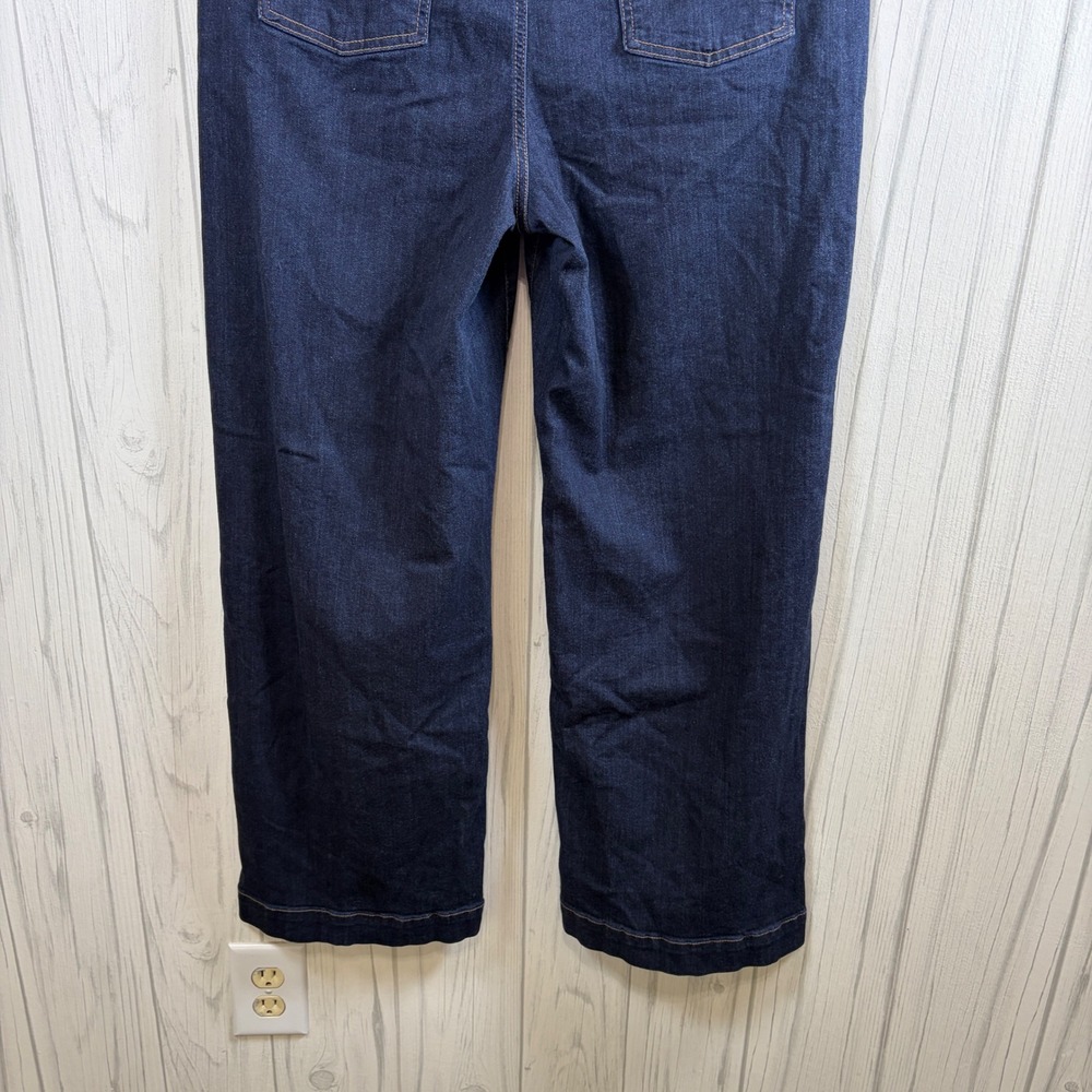 Chico's Dark Indigo Flare Wide Leg Jeans with Button Detail - Picture 12 of 12